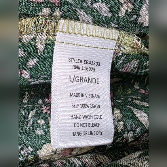 Easel Green Floral Wide-Leg Pants - Picture 6 of 6